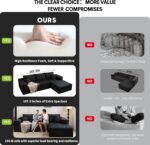 107.5" Cloud Sectional Couch with L-Shape Chaise,Modern Modular Sofa with Deep Seat, Upholstered Couches for Living Room Bedroom Apartments,No Assembly Required, (Black,Right Facing Chaise) - Image 5