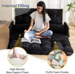MAXYOYO Adjustable Floor Sofa Couch with 2 Pillows, Multi-Functional Bean Bag Bed, 5-Position Foldable Lazy Sofa Sleeper Bed with Armrest, Versatile Floor Seating for Reading, Black, Double - Image 6