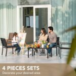 Devoko 4 Pieces Patio Furniture Set Outdoor Garden Patio Conversation Sets Poolside Lawn Chairs with Glass Coffee Table Porch Furniture (Black) - Image 3