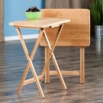 Winsome Alex Set of 2 Foldable Snack Tables, for Living Room, 26", Natural - Image 3