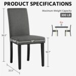 Yaheetech Dining Chairs Set of 4 Fabric Parson Upholstered Kitchen Chairs with Padded Seat and Solid Wood Legs for Dining Room/Restaurant, Armless Design, Dark Grey - Image 4