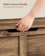 VASAGLE Storage Chest, Storage Bench with 2 Safety Hinges, Farmhouse Style, 15.7 x 39.4 x 18.1 Inches, for Entryway, Bedroom, Living Room, Honey Brown ULSB061K01 - Image 9