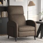 Softa Recliner Chair for Adults, Small Fabric Reclining Chair with Side Pockets, Adjustable Home Theater Seating Modern Armchair with Extended Footrest for Living Room, Brown - Image 2