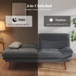 Pipishell Convertible Futon Sofa Bed,66" Corduroy Futon Couch with Adjustable Backrest and Armrests, Recliner Sleeper Sofa for Small Spaces, Play Room or Office, Grey - Image 8