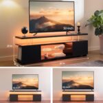 Black TV Stand 65 inch,LED TV Stand for Living Room,Glass Entertainment Center TV Stand, TV Console Tables for Living Room,Bedroom,Home Office - Image 3