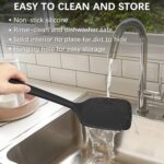 Coukre 2 Pack Silicone Spatula Set, High Heat Resistant, BPA Free Kitchen Spatula, Solid & Slotted Turner for Non-Stick Pans, Sautéing, and Flipping (2, PureBlack) - Image 6