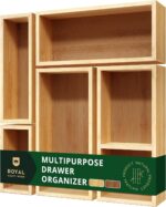 ROYAL CRAFT WOOD 5-Piece Bamboo Drawer Organizer Set – Multi-Use Storage Trays for Kitchen, Bathroom, Office, Makeup, Jewelry & More – Junk Drawer Tray, Utensil Holder, Storage Box & Bin Set (5 Boxes) - Image 2