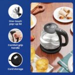 Elite Gourmet EKT1001 Electric 1.0L BPA-Free 1100W Glass Kettle Cordless 360° Base, Stylish Blue LED Interior, Handy Auto Shut-Off Function – Quickly Boil Water For Tea & More, Black - Image 7