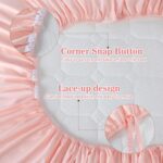 Pink Crib Bed Skirts with 4 Large Cot Bow Baby Crib Skirt for Boys Girls Nursery Toddler Bedskirt Dust Ruffle 14" Drop - Image 4