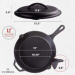 Cuisinel Cast Iron Skillet with Lid - 12"-inch Pre-Seasoned Covered Frying Pan Set + Silicone Handle & Lid Holders + Scraper/Cleaner - Indoor/Outdoor, Oven, Stovetop, Camping Fire, Grill Safe Cookware - Image 3