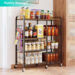 HapiRm Rolling Kitchen Microwave Cart - 4 Tier Microwave Table Stand with Pull-Out Baskets, Coffee Bar Baker's Rack with Wheels Rolling Storage Cart Organizer Shelf for Living Room Office, Balcony - Image 5