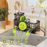 Kitchen Sink Organizer,Sink Caddy Organizer with Removable Brush Holder,Self-Draining Kitchen Countertop Organizers and Storage Essentials,Home Decor and Kitchen Gadgets-Black - Image 6