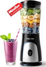 Mueller Smoothie Blender for Smoothies - Personal Blender for Shakes, Frozen Drinks, Baby Food & More, 15oz Travel Cup and Lid, Durable Stainless Steel Blades for Powerful Blending Performance, Black - Image 2