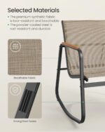 SONGMICS 3-Piece Patio Furniture Set, Garden Coversation Set, 2 Rocking Chairs, Table, Outdoor Lawn Backyard, Steel, with Armrests, Breathable Synthetic Fabric, Yellowish Brown UGGF0027K01 - Image 5