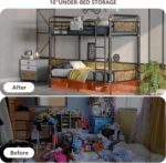 2 IN 1 Metal Bunk Bed Twin Over Twin, Convertible Twin Bunk Beds into 2 Individual Twin Size Bed for Kids Adults, 14.8" High Guard Rail,Space-Saving No Box Spring Needed Easy Assembly (Vintage Brown) - Image 6