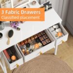 Small Makeup Vanity Desk with 3 Fabric Drawers, Vanity Table 11.8" D x 27.5" W with Mirror and Lights and Height-Adjustable Stand, Vanity for Girls Gifts, Bedroom and Small Spaces, White - Image 8