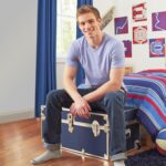 Rhino Trunk & Case Large Essential Camp/College Trunk with Wheels - Secure Dorm Storage Chest - Ideal Footlocker for Students - Strong Trunks with 1000+ Pound Sitting Capacity 32"x18"x14" (Navy Blue) - Image 6