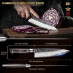 8 Inch Chef Knife, Japanese Chefs Knife Black Forged Kitchen Knife with AUS-8 Alloy Steel and Full Tang Pakkawood Handle, Christmas Gift with Premium Box - Image 4