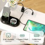 Huuger Nightstand with Charging Station, Side Table with Fabric Drawers, End Table with Open Shelf, Bedside Table with USB Ports and Outlets, Night Stand for Bedroom, White - Image 5