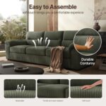 81 inch Corduroysofa for Living Room Three Seater Comfortable Sofa, Fabric Sofa, Modern mid-Century Vintage Brown for Office Meeting Room Apartment(Green, 81inch) - Image 5