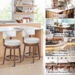 COLAMY Swivel Bar Stool Set of 2, Modern Swivel Barstool with Back, Counter Height Bar Stools, 25 Inch Upholstered Wood Barstool for Kitchen Island Dining Room Bar, Beige - Image 8
