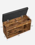 VASAGLE CUSTOS Collection - Storage Bench with Cushion, Shoe Bench, Padded Seat, Hidden Storage, Entryway, Hold up to 300 lb, 11.8 x 31.5 x 17.3 Inches, Rustic Brown and Ink Black ULHS30BX - Image 4