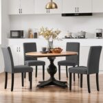 Yaheetech Dining Chairs Set of 4 Fabric Parson Upholstered Kitchen Chairs with Padded Seat and Solid Wood Legs for Dining Room/Restaurant, Armless Design, Dark Grey - Image 9