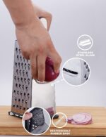 Kaishun Cheese Grater, Box Grater for Cheese Stainless steel Vegetable Slicer Food Shredder 4-sided Convenience Gadgets for kitchen - Image 7