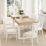 63"-78.7" Expandable Dining Table, 6-10 Farmhouse Kitchen Table, Extendable Dining Table, Rectangular Kitchen Table with Metal Track, Tapered U-Shaped Legs for Dining Room, Office-Oak - Image 9