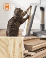 Feandrea Cat Tower, Cat Tree for Indoor Cats, 45.3-Inch Cat Condo with Scratching Post, Ramp, Perch, Spacious Cat Cave, for Kittens, Elderly Cats, Adult Cats, Small Space, Light Gray UPCT141W01 - Image 7