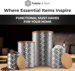 Pebble & Stem® Silver Stainless Steel Canister Set for Kitchen Counter, Food-Grade Canister Set of 4, Airtight Lids, Sugar and Flour Containers for Countertop, Coffee and Tea Storage, Farmhouse Decor - Image 9