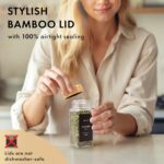 EDELHAUS® Square Spice Jars with Bamboo Wooden Lid (Pack of 24) Spice Jars with Shaker Insert and 240 Labels - Bamboo Lid Glass Container for Spice Organisation [4.3 in × 1.8 in] - Image 7