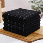 Homaxy 100% Cotton Terry Kitchen Towels(Black, 13 x 28 inches), Checkered Designed, Soft and Super Absorbent Dish Towels, 4 Pack - Image 9