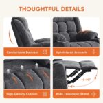 Power Swivel Rocker Recliner Chair for Adults with Massage and Heat, USB and Type-C Ports, Infinite Position, Electric Glider Reclining Single Sofa Chair for Living Room(Dark Grey) - Image 7