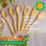 Riveira Bamboo Wooden Spoons for Cooking 6-Piece, Apartment Essentials Wood Spatula Spoon Nonstick Kitchen Utensil Set Premium Quality Housewarming Gifts for Everyday Use - Image 6