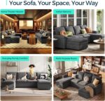 LINSY HOME Modular Sectional Couches, 115" U Shaped Sofa with Double Chaise, Chenille 4-Seat Sofa Set for Living Room, Apartment, Office, Dark Grey - Image 8