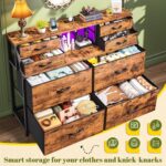 Dresser for Bedroom with Power Strip & LED, 8 Drawers Dresser with Extra 2 Open Shelves for Storage & Organization, Small Chest of Drawers for Closet, Hallway,Entryway, Rustic Brown - Image 5