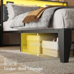 OLEVS Queen Bed Frame Metal Platform Bed Queen Size with 2-Tier Storage & LED Light Headboard, Charging Station Type C, No Box Spring Needed - Image 7