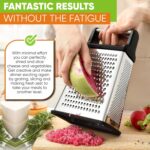 Spring Chef Professional Cheese Grater - Stainless Steel, XL Size, 4 Sides - Perfect Box Grater for Parmesan Cheese, Vegetables, Ginger - Dishwasher Safe - Black - Image 8
