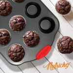 NutriChef 6-Piece Nonstick Bakeware Set - Carbon Steel Baking Tray Set w/ Heatsafe Red Silicone Handles, Oven Safe Up to 450°F, Loaf Muffin Round/Square Pans, Cookie Sheet, Baking Pan -NCSBS6S,Black - Image 8