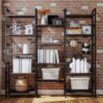 IRONCK Bookcases and Bookshelves Triple Wide 5 Tiers Industrial Bookshelf, Large Etagere Bookshelf Open Display Shelves with Metal Frame for Living Room Bedroom Home Office - Image 8