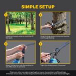 Durable Hammock 400 lb Capacity, Nylon Camping Hammock Chair - Double or Single Sizes w/Tree Straps and Attached Carry Bag - Portable for Travel/Backpacking/Beach/Backyard (Medium, Blue & Light Blue) - Image 7