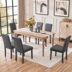 Yaheetech Dining Chairs Set of 4 Fabric Parson Upholstered Kitchen Chairs with Padded Seat and Solid Wood Legs for Dining Room/Restaurant, Armless Design, Dark Grey - Image 10