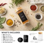 EDELHAUS® Square Spice Jars with Bamboo Wooden Lid (Pack of 24) Spice Jars with Shaker Insert and 240 Labels - Bamboo Lid Glass Container for Spice Organisation [4.3 in × 1.8 in] - Image 8