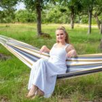 SUNCREAT Large Hammock for Tree, Outdoor Tree Fabric Hammock Only, Coffee Stripes - Image 3