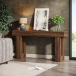 Tribesigns 63-Inch Long Console Table, Wooden Rectangular Sofa Table Behind The Couch, Farmhouse Entryway Table for Entrance, Hallway, Living Room (Rustic Brown) - Image 4