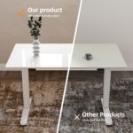 Claiks Glass Standing Desk with Drawers, 48×24 Inch Electric Adjustable Height Stand Up Desk Quick Install Computer Desk, White - Image 7