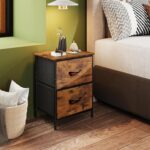 WLIVE Night Stand, Small 2 Drawer Dresser, Nightstand with Fabric Bins for Bedroom, Closet, Dorm, Rustic Brown Wood Grain Print, 11.8" D x 15.7" W x 20.9" H - Image 3