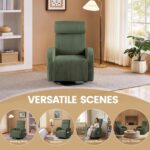Yaheetech 360° Swivel Glider Chair for Nursery, Rocking Chair Nursing Chair with Side Pockets, Corduroy Glider for Living Room with High Back Dark Green - Image 8
