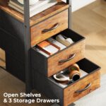 Huuger L Shaped Office Desk with Power Outlets, 47 Inch Computer Desk with 3 Drawers, Shelves, for Gaming, Corner Work, Home Office, Study, Rustic Brown - Image 7